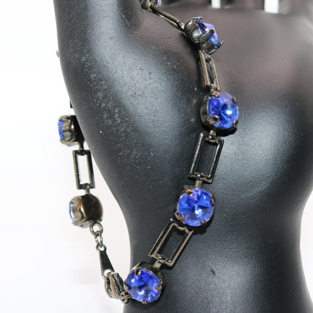 Metal And Dark Blue Rhinestones